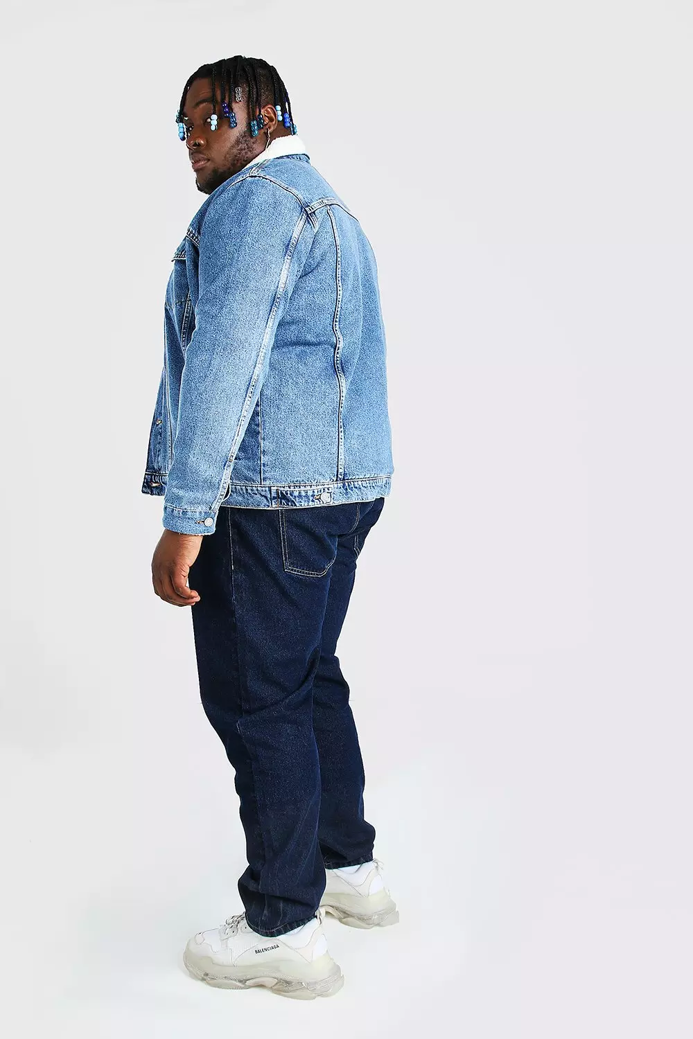 Plus Size Borg Lined Denim Jacket boohooMAN